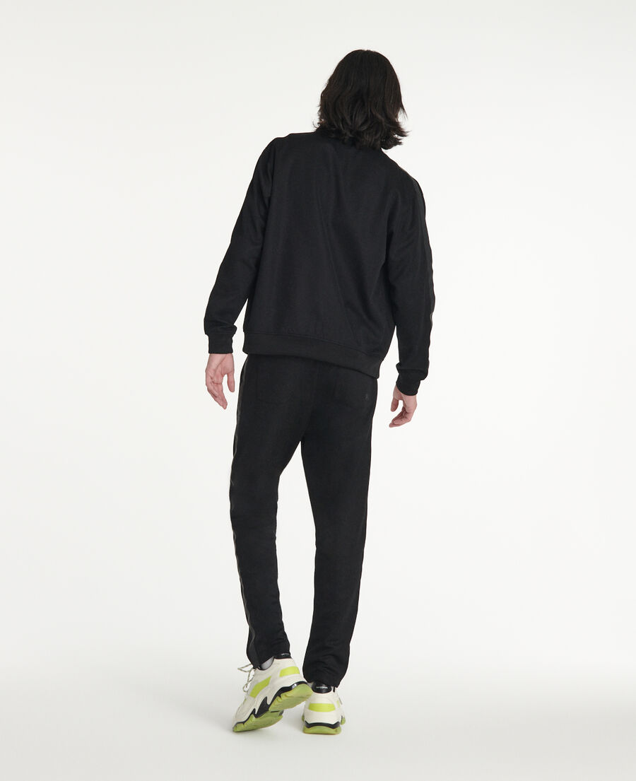 jogging negro algodón banda logotipo