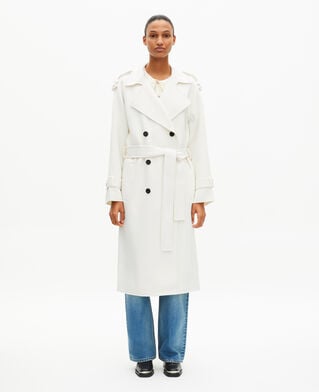 The Kooples WOMEN ECRU long ecru wool blend coat
