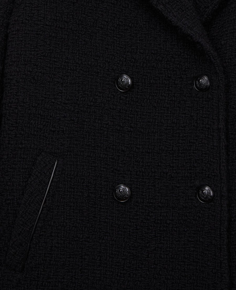 The Kooples WOMEN BLACK short black tweed coat