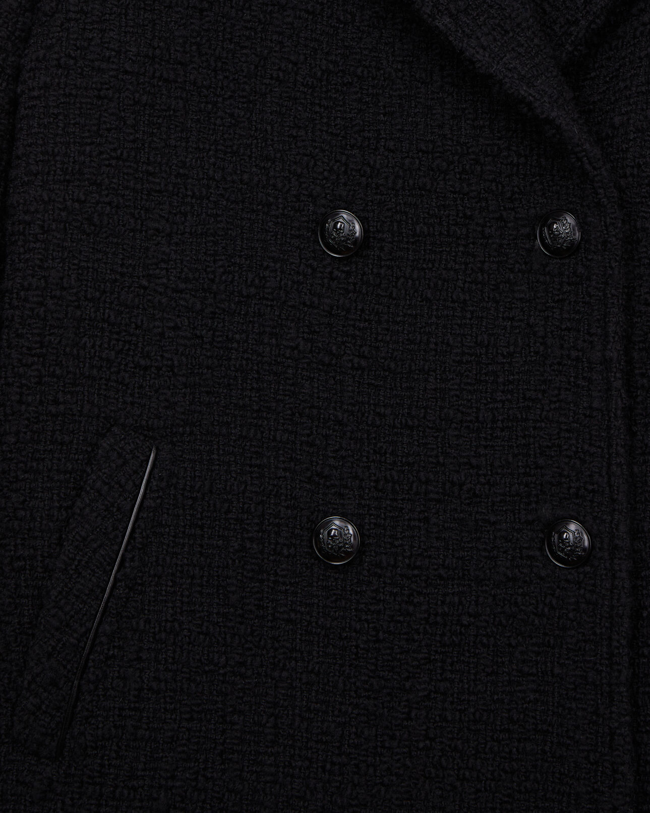 The Kooples FEMME BLACK manteau court noir en tweed