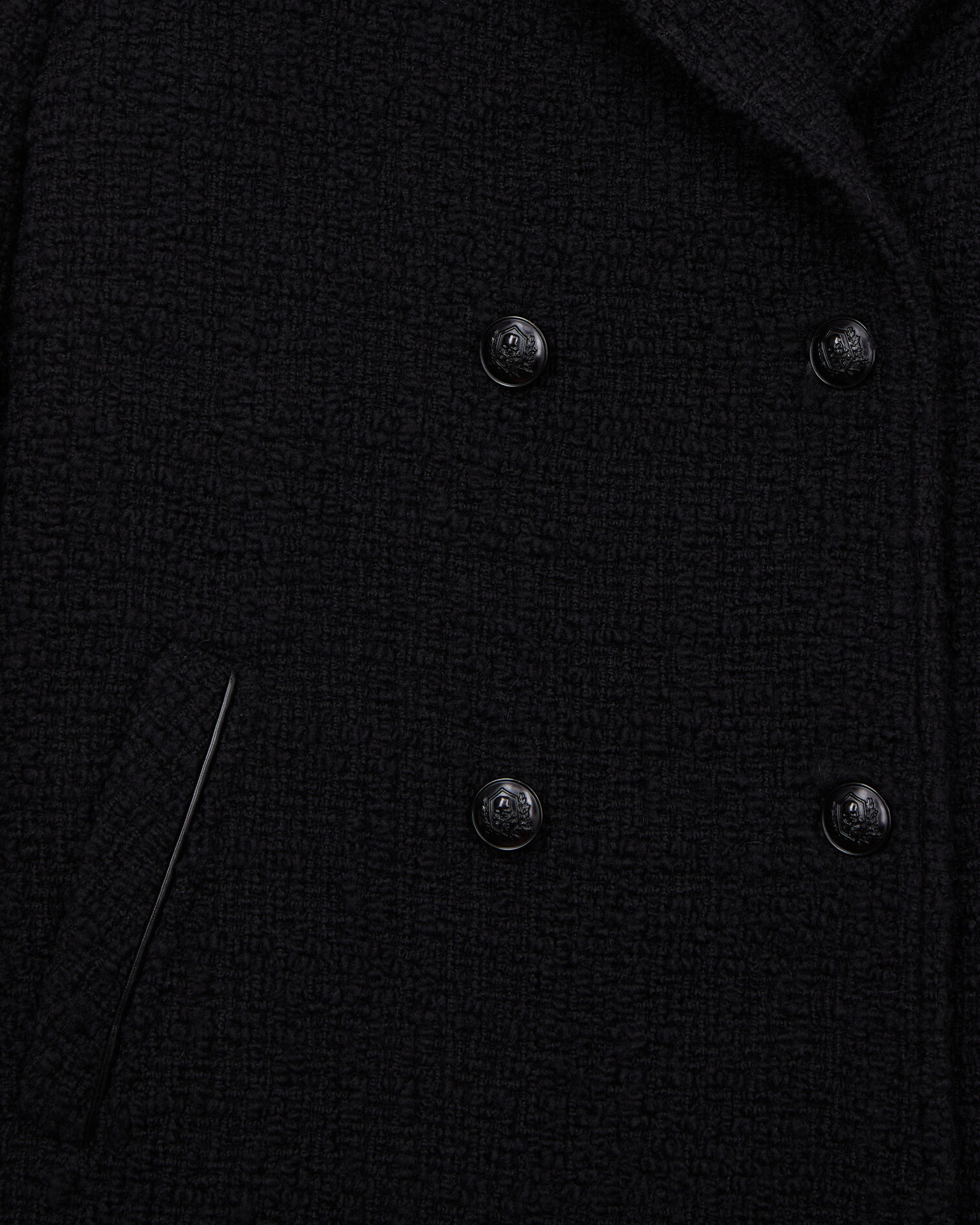 Manteau court noir en tweed, BLACK, hi-res image number null