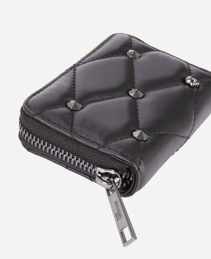 The Kooples DAMEN BLACK schwarzes portemonnaie aus gestepptem leder