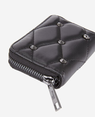 The Kooples DAMEN BLACK schwarzes portemonnaie aus gestepptem leder