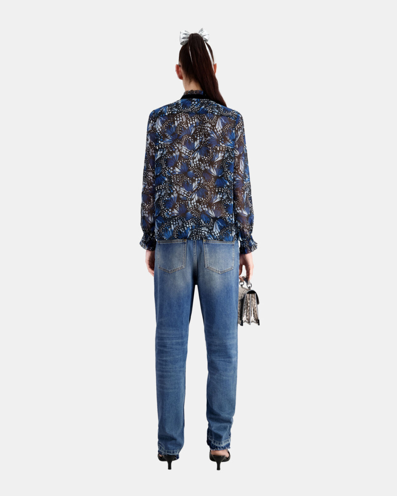 The Kooples FEMME BLUE top imprimé avec plissage
