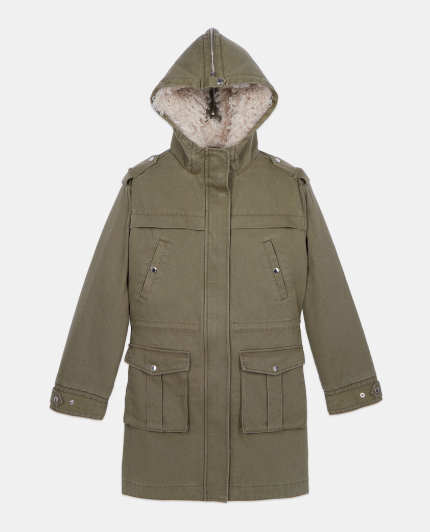 The Kooples FEMME OLIVE NIGHT parka à capuche kaki