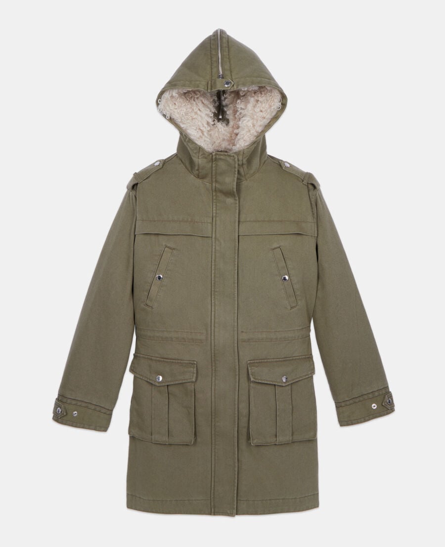 The Kooples FEMME OLIVE NIGHT parka à capuche kaki
