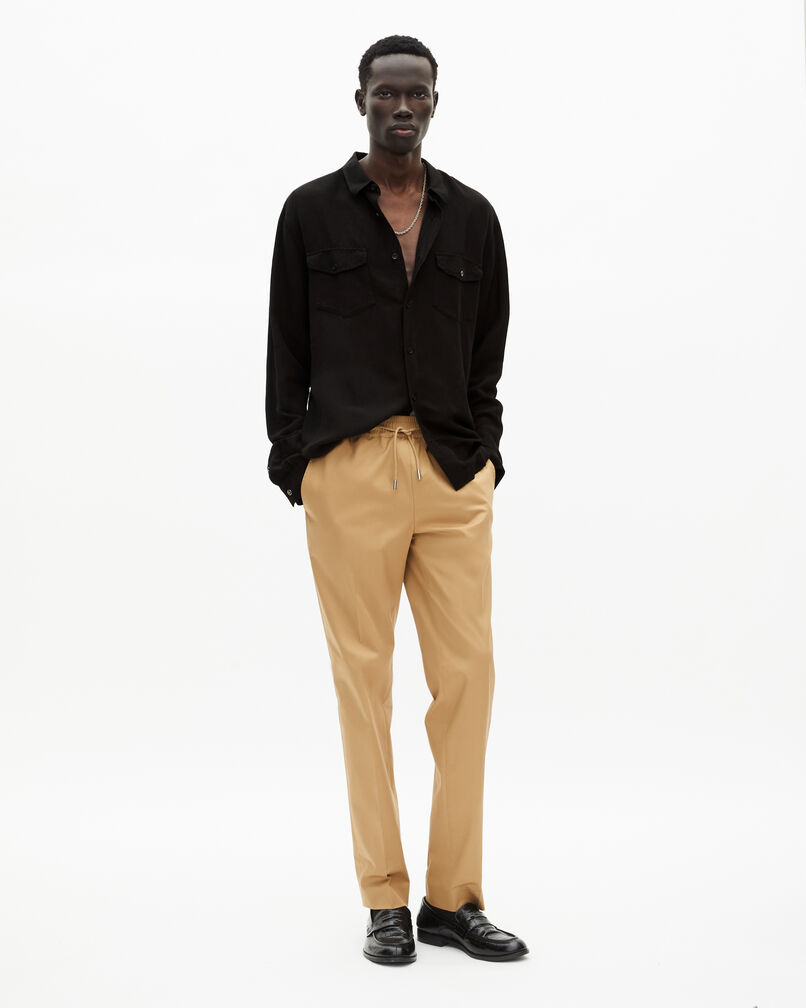 The Kooples MEN BLACK black linen mix shirt