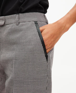 The Kooples DAMEN BLACK GREY eng anliegende schneiderhose mit hahnentrittmuster in schwarz und wei&szlig;