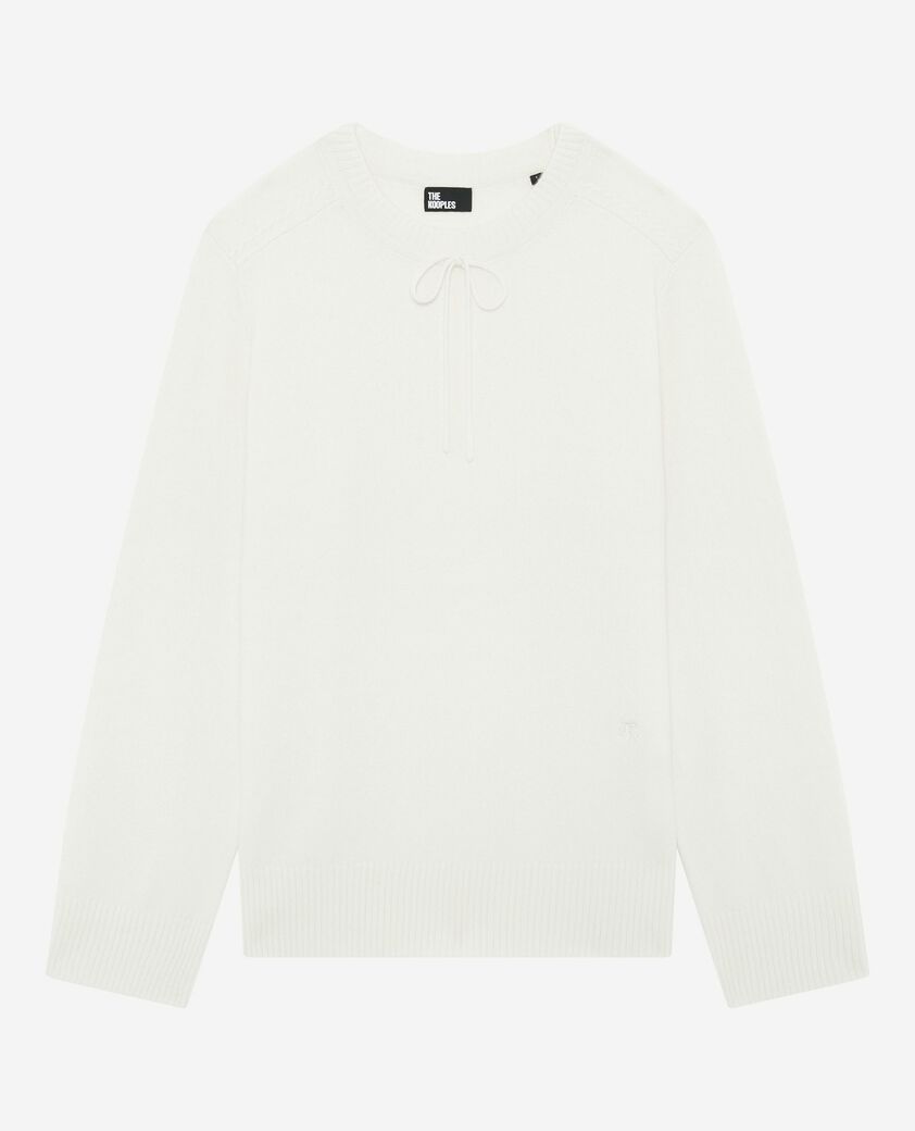 The Kooples FEMME ECRU pull col rond en cachemire écru