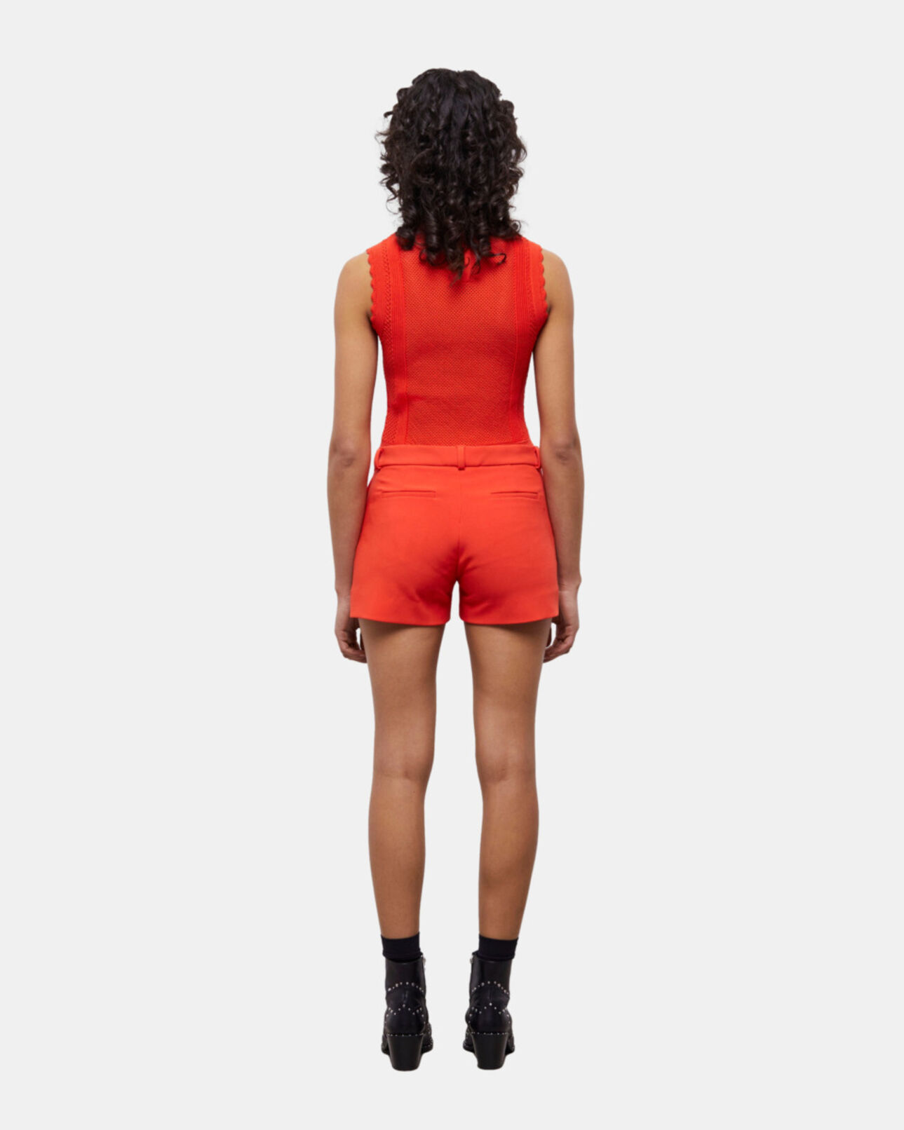 The Kooples FEMME ORANGE short tailleur orange en crêpe