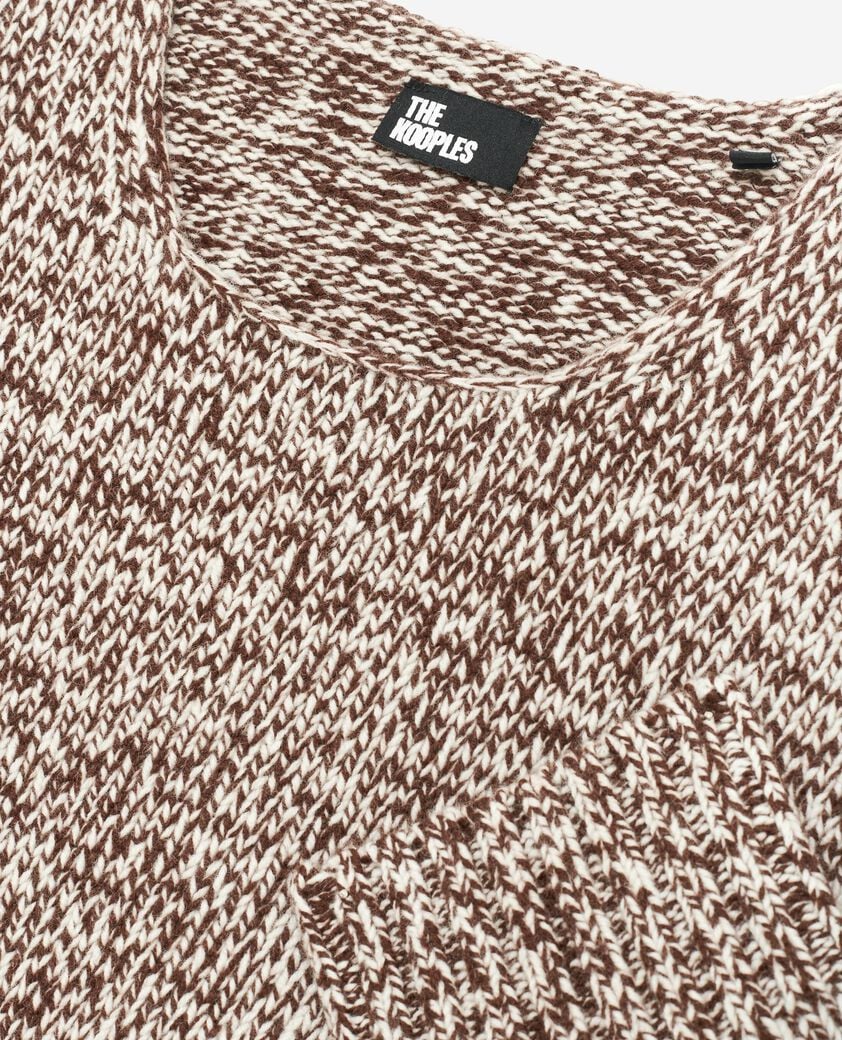 The Kooples HOMME BEIGE-BROWN pull mouliné beige et blanc
