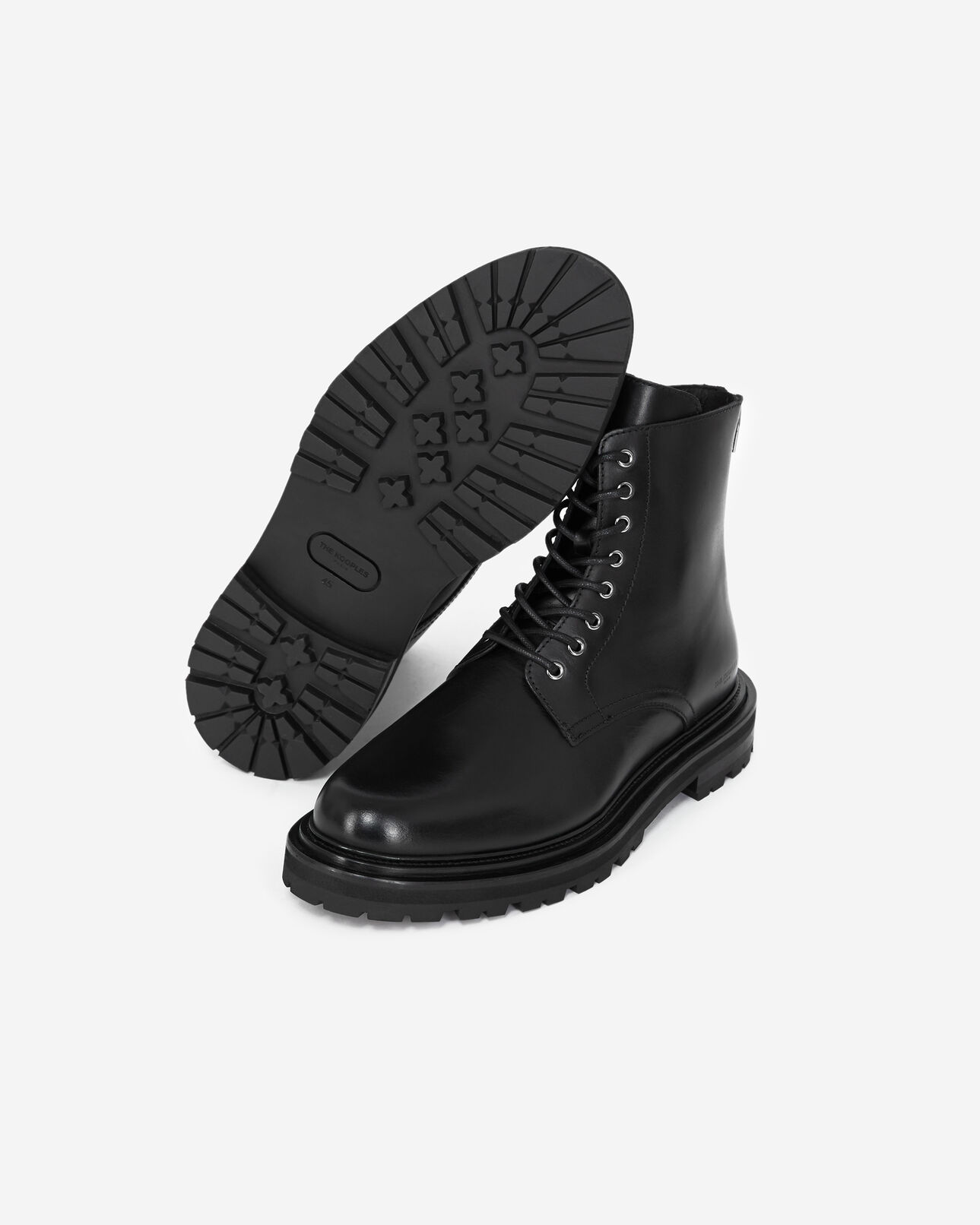 The Kooples HOMME BLACK boots en cuir noir à semelle épaisse