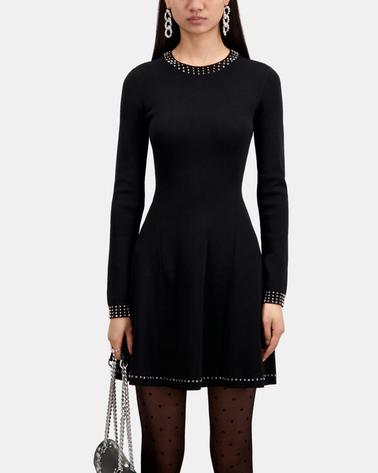 The Kooples WOMEN BLACK short black dress with spikes