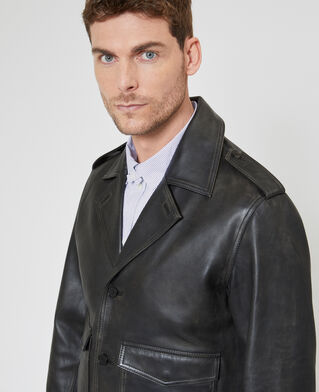 The Kooples HERREN BLACK gekn&ouml;pfte jacke aus schwarzem leder