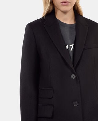 The Kooples F BLACK long black wool-blend coat