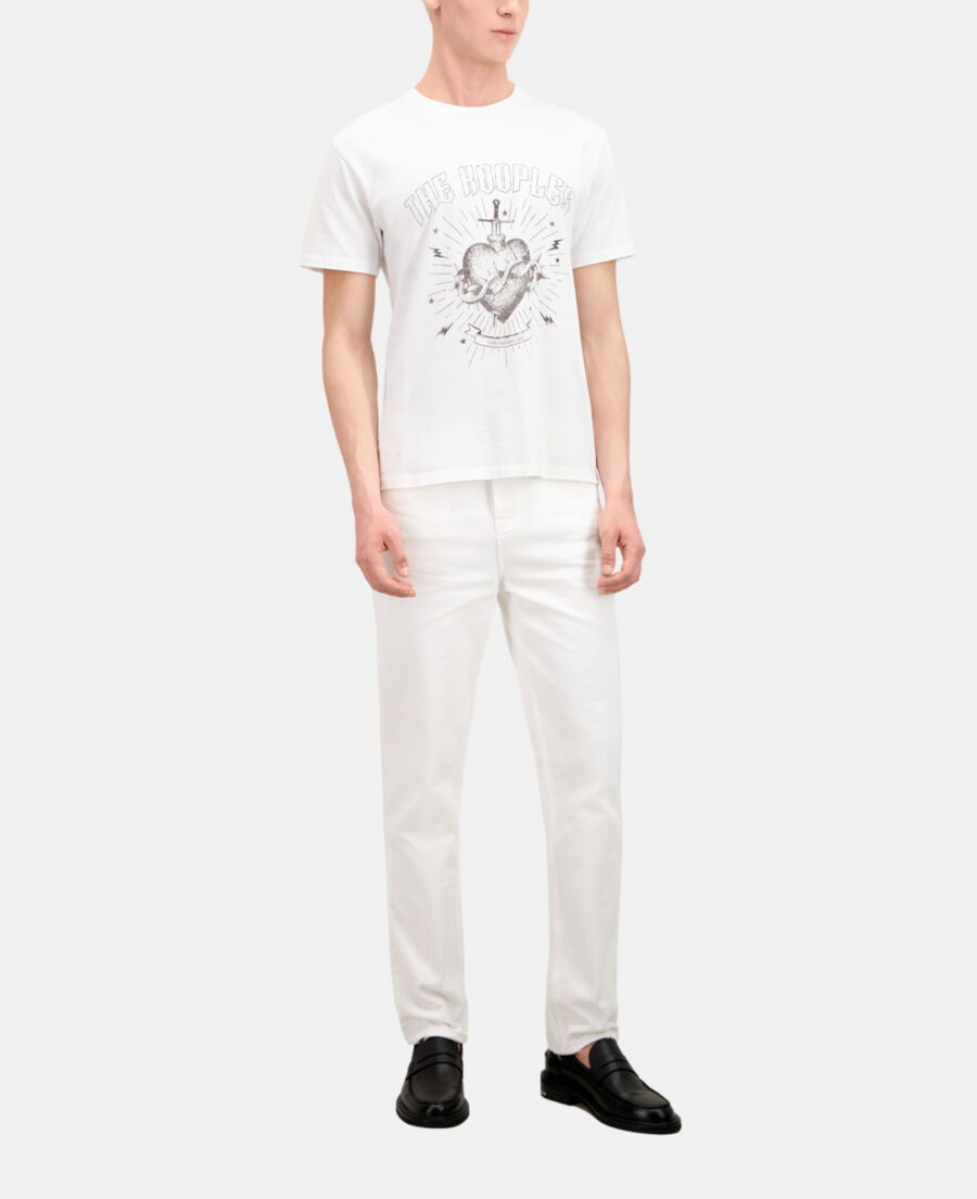 t-shirt homme blanc avec sérigraphie dagger through heart