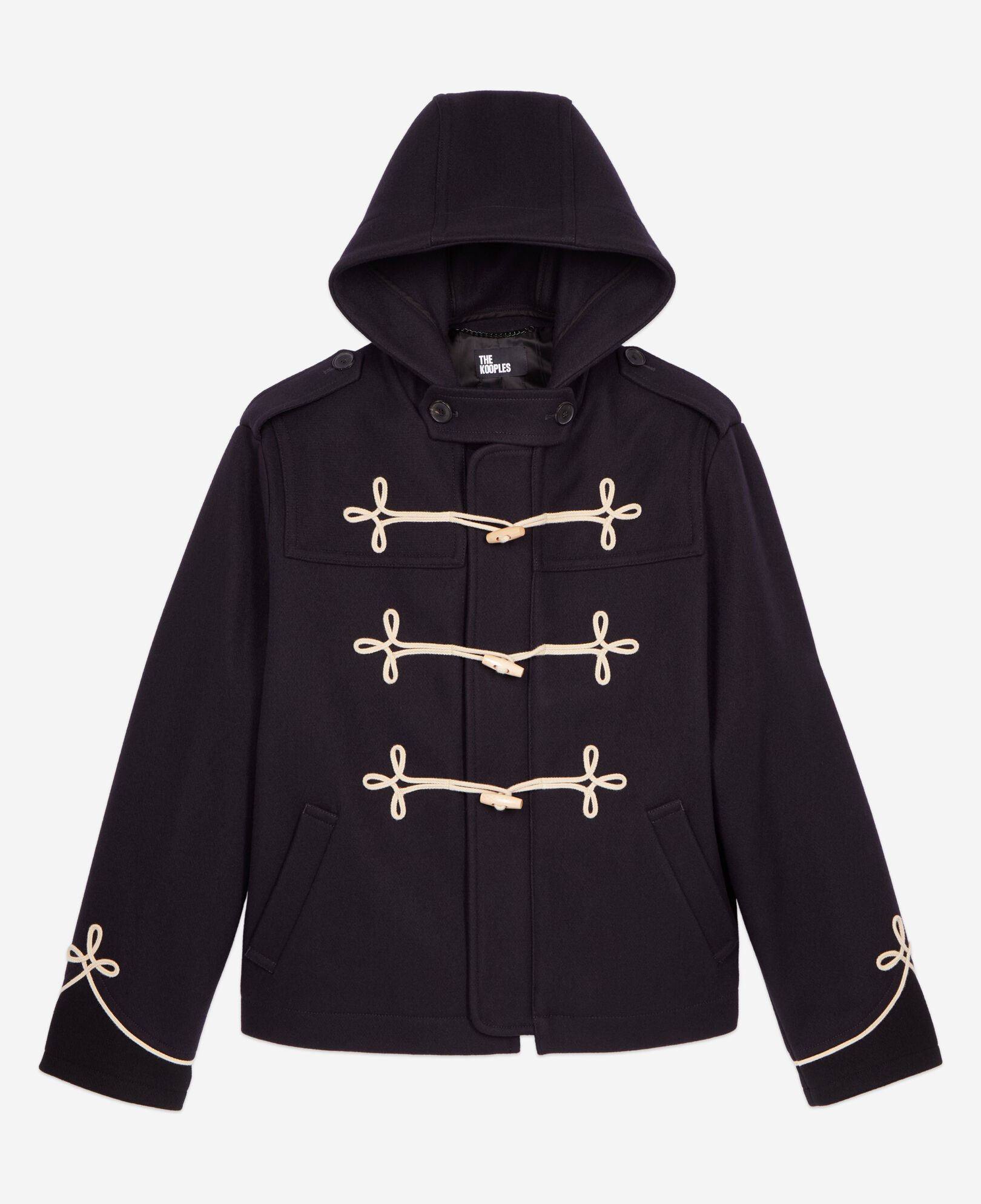 The Kooples HOMME DARK NAVY caban court à capuche bleu marine
