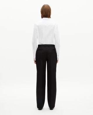 The Kooples FEMME BLACK pantalon tailleur large d&eacute;tails satin noir