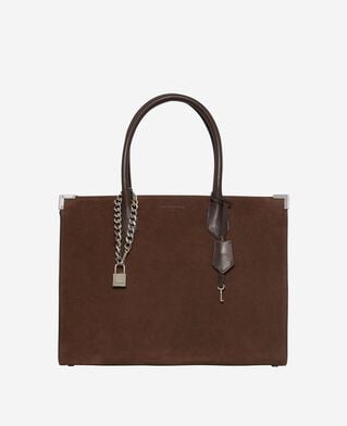 The Kooples F CHOCOLATE ming xl tote bag in brown suede