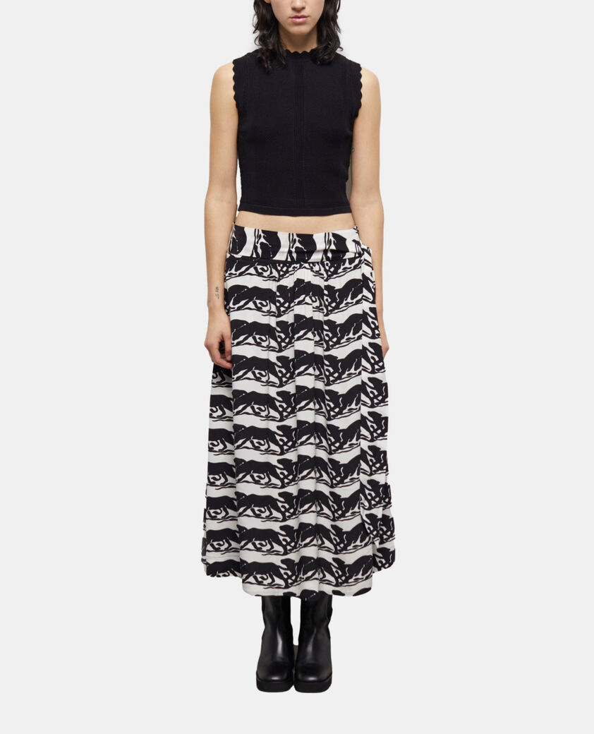 The Kooples FEMME BLACK / WHITE jupe longue imprimée