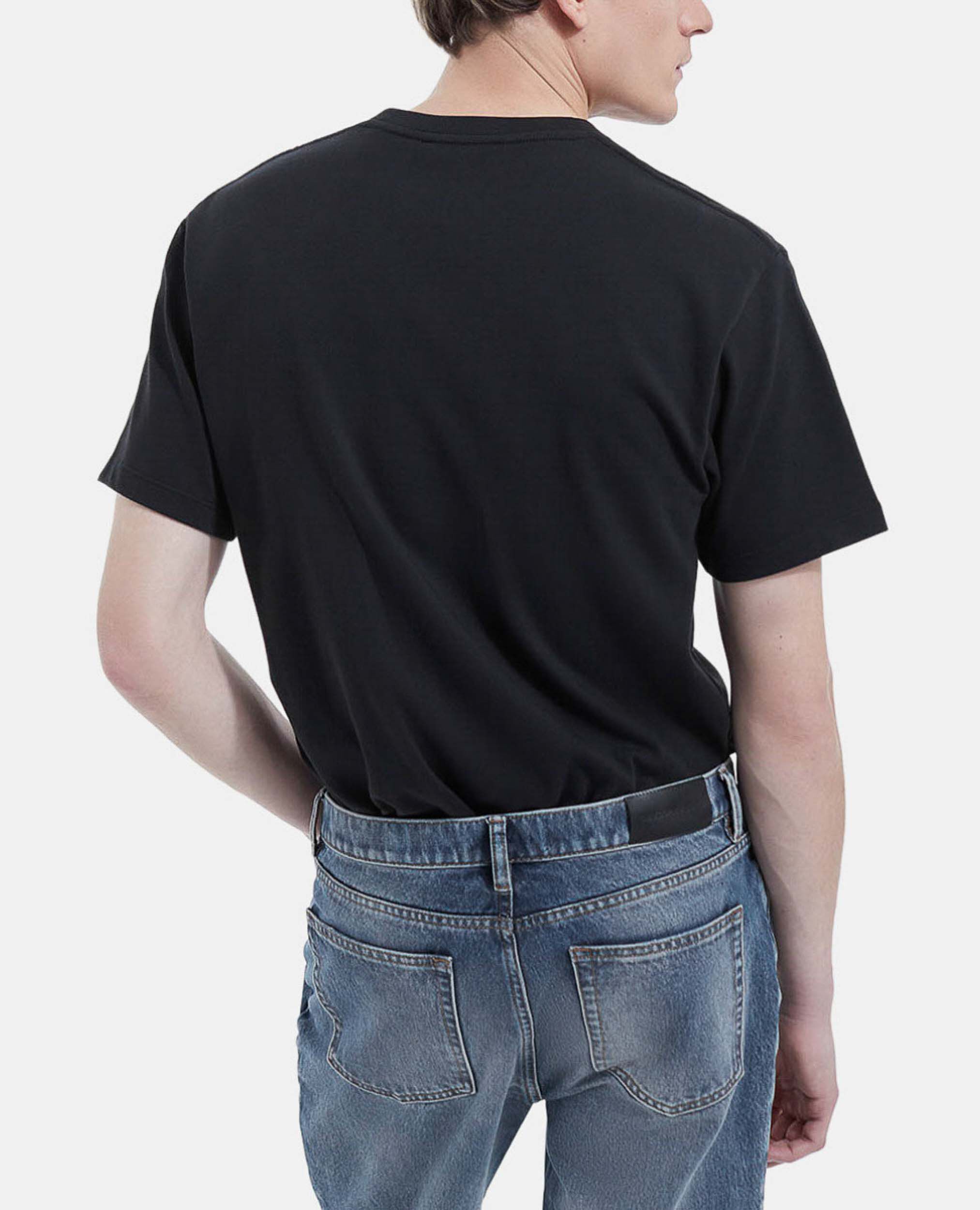Black cotton T-shirt with embroidery, BLACK, hi-res image number null