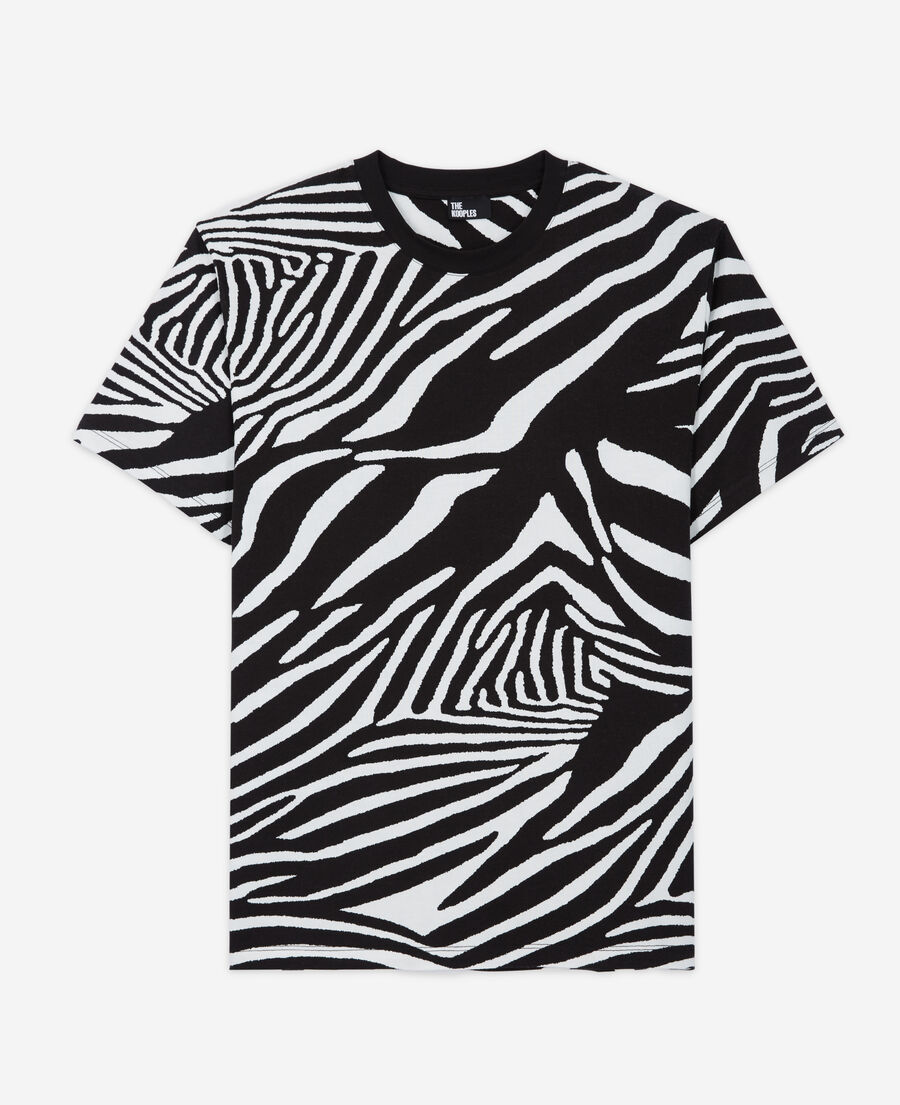 The Kooples HOMME BLACK / WHITE t-shirt homme imprimé zèbre