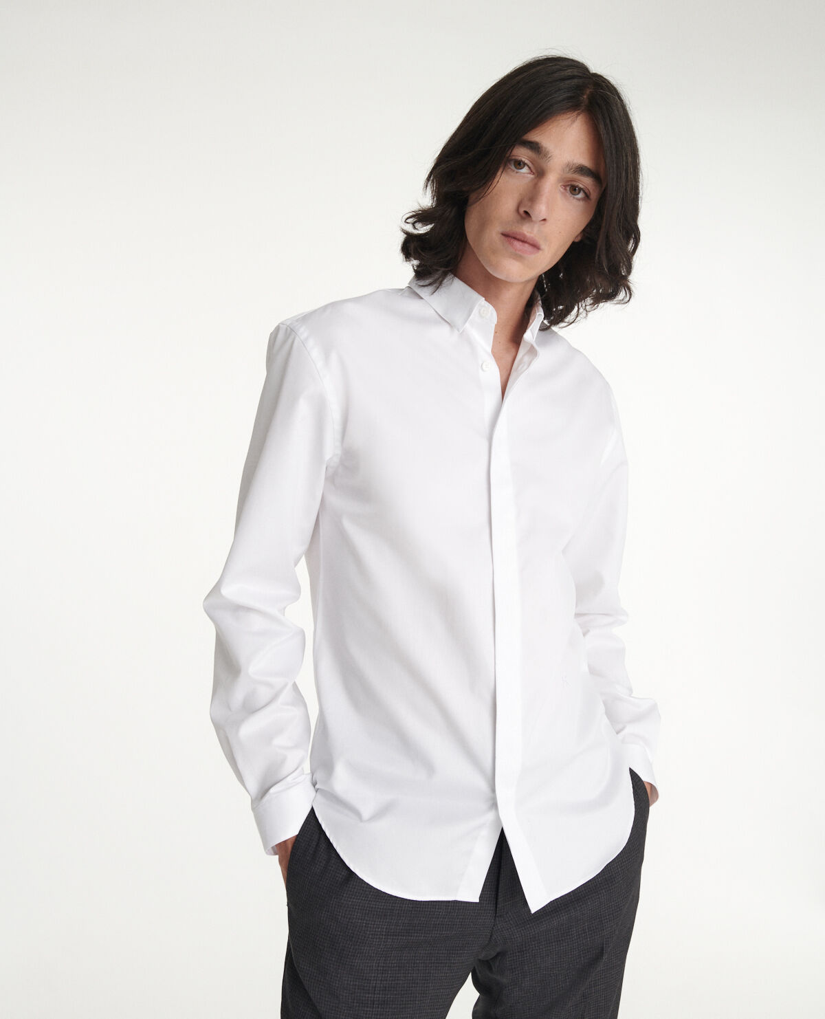 White cotton shirt with embroidered logo