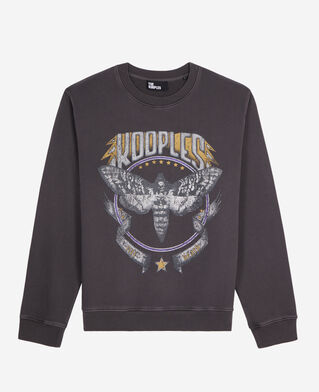 The Kooples MEN CARBONE carbon grey sweatshirt with skull butterfly serigraphy