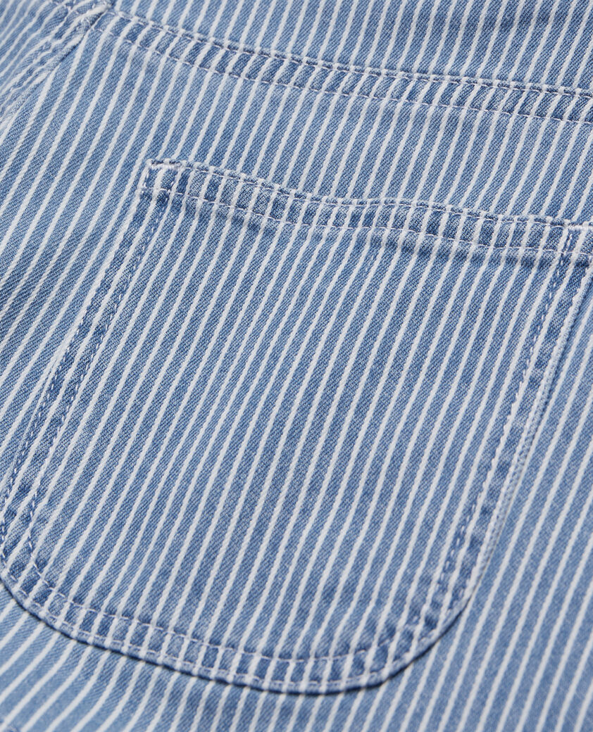 The Kooples FEMME BLUE DENIM short en jean &agrave; rayures bleues et blanches