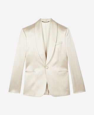 The Kooples HERREN CREAM cremefarbener smoking-blazer aus satin
