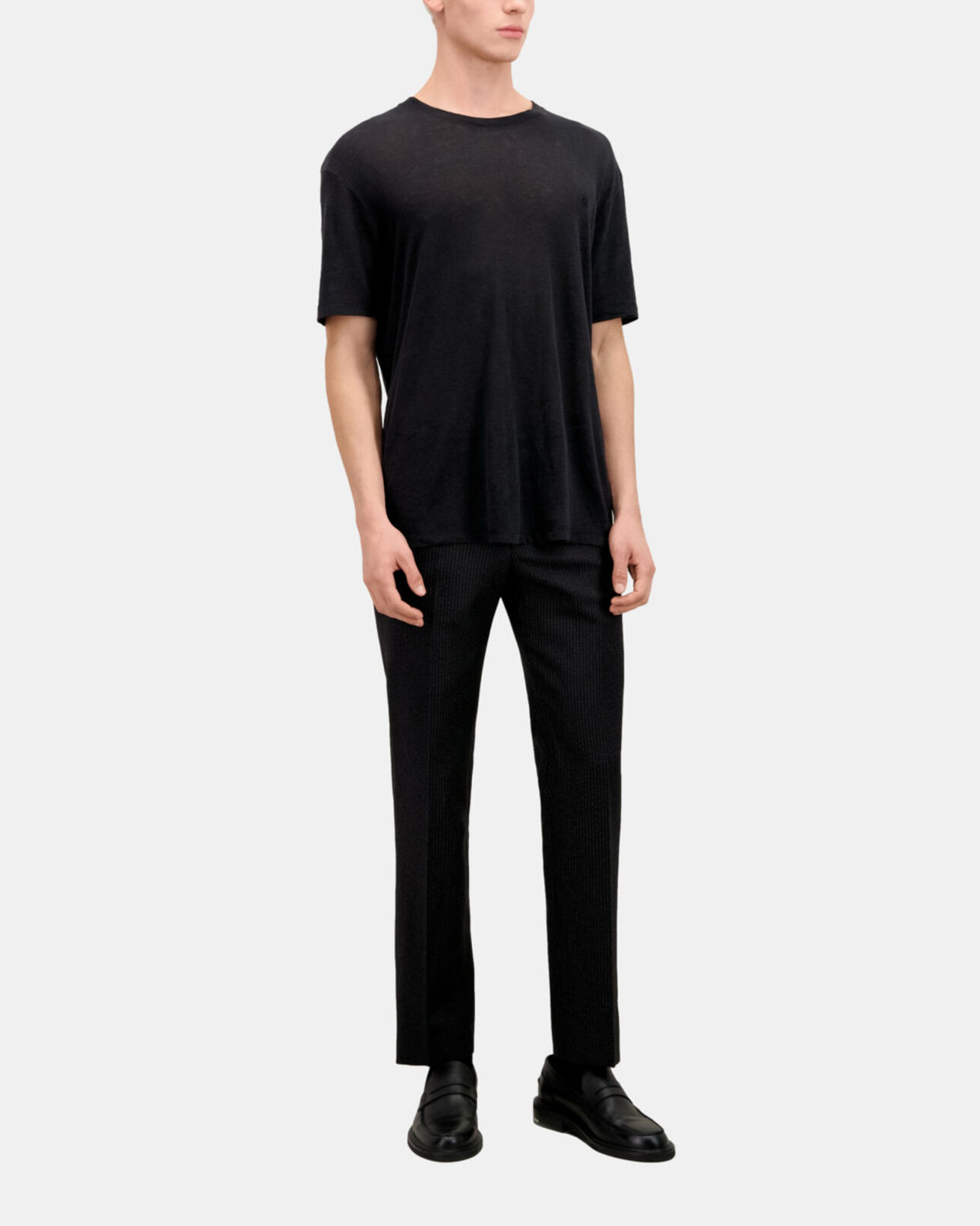 The Kooples HOMME BLACK t-shirt homme noir en lin avec blason
