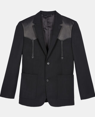 The Kooples MEN BLACK black wool jacket with lambskin details