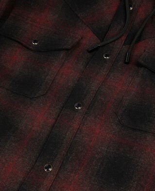 The Kooples H BLACK-BORDEAUX checked overshirt style jacket with hood