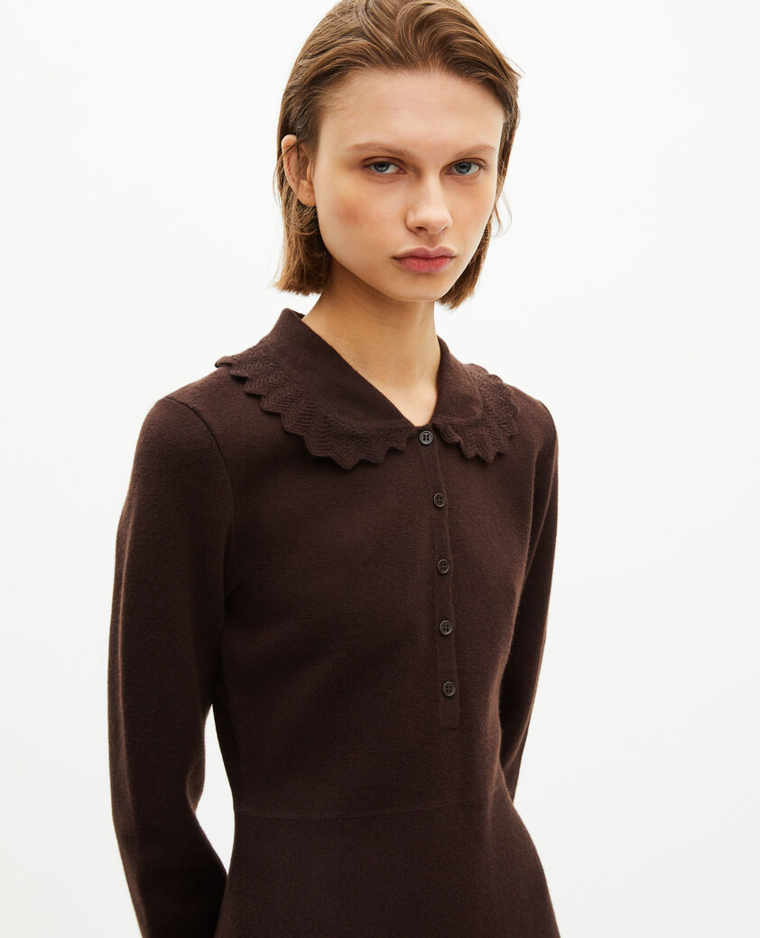 The Kooples FEMME CHOCOLATE robe courte en maille marron