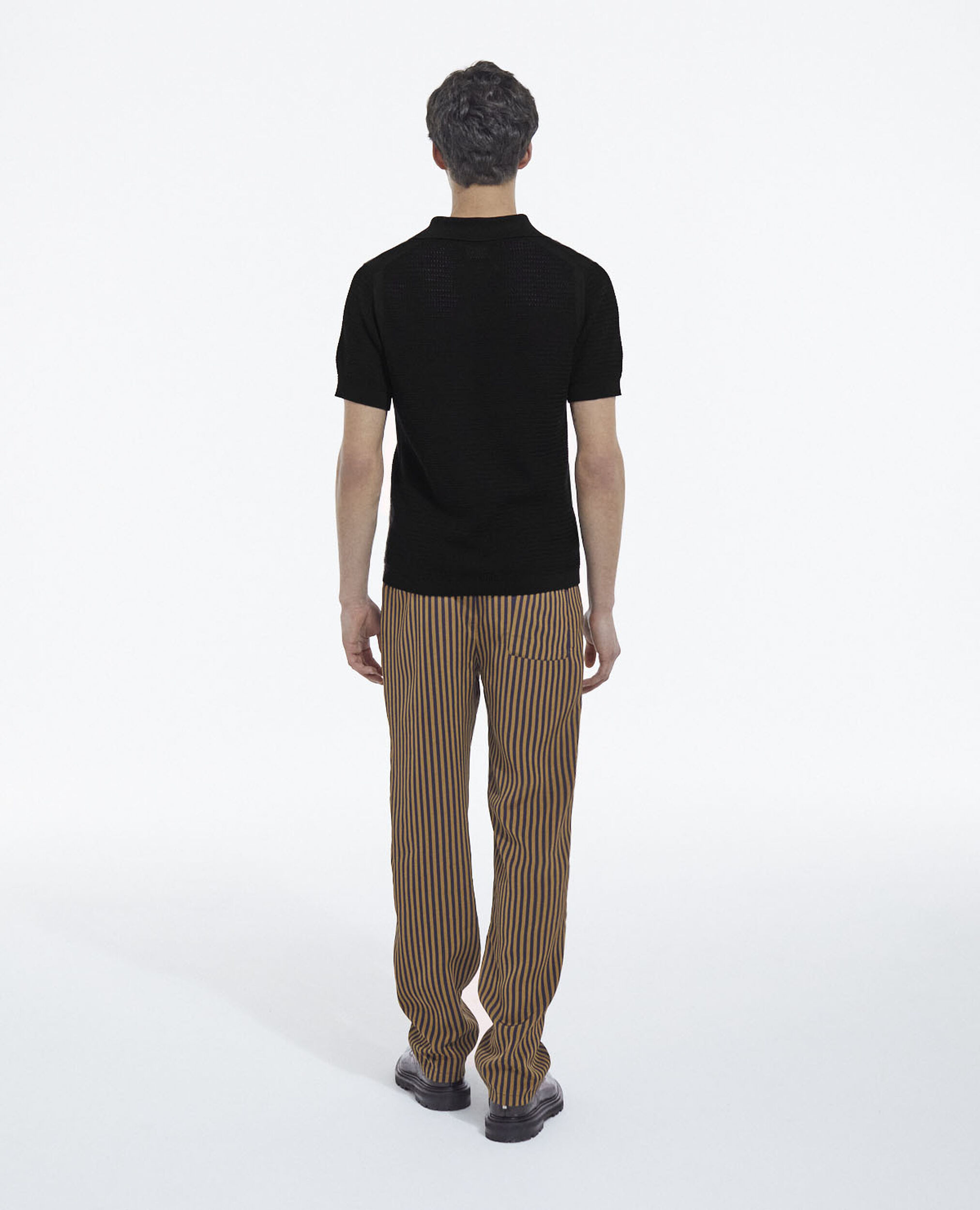 Schwarzer Baumwollpullover mit kurzen Ärmeln, BLACK, hi-res image number null