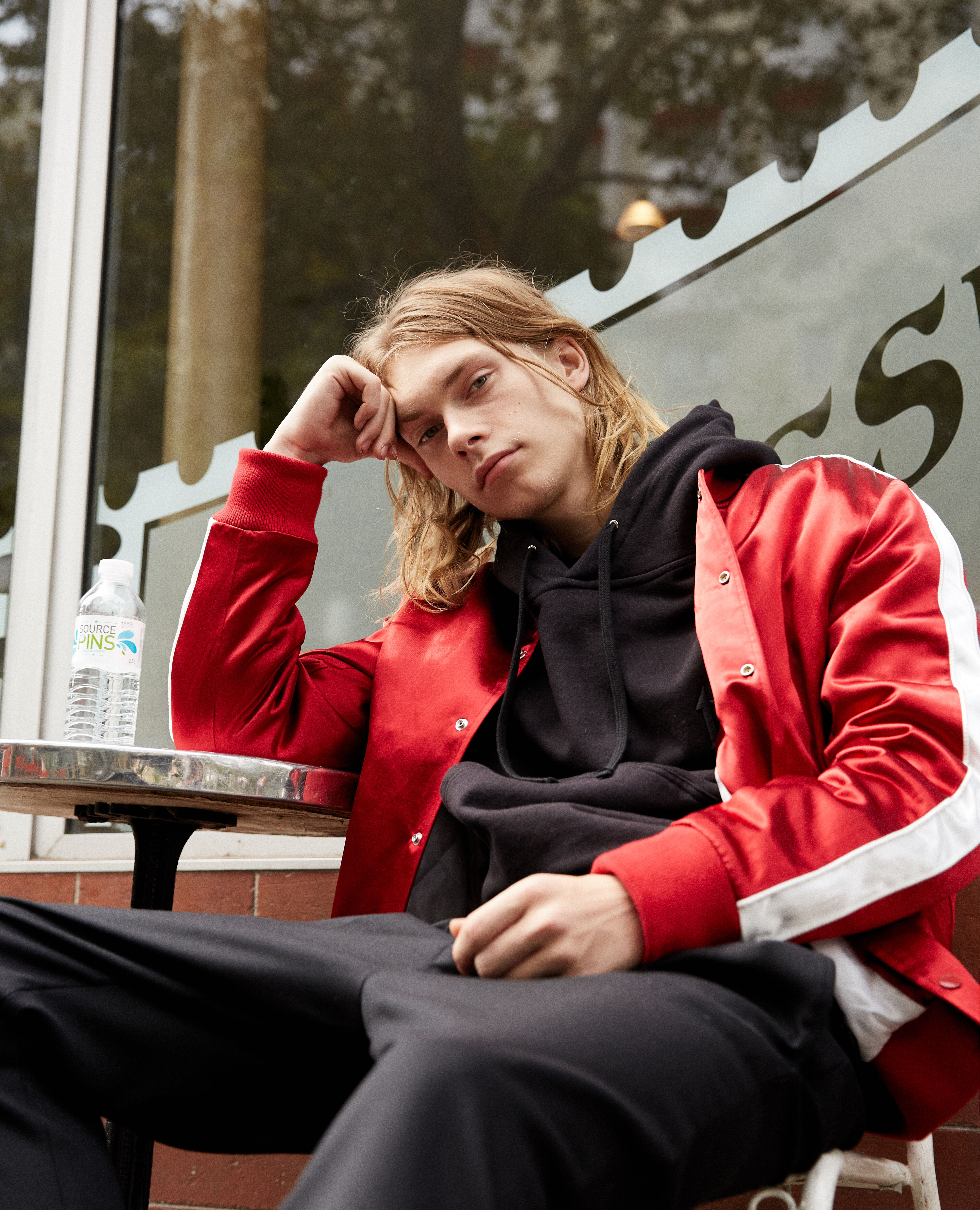 Satin red jacket discount