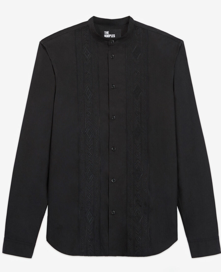black shirt with mao-neck
