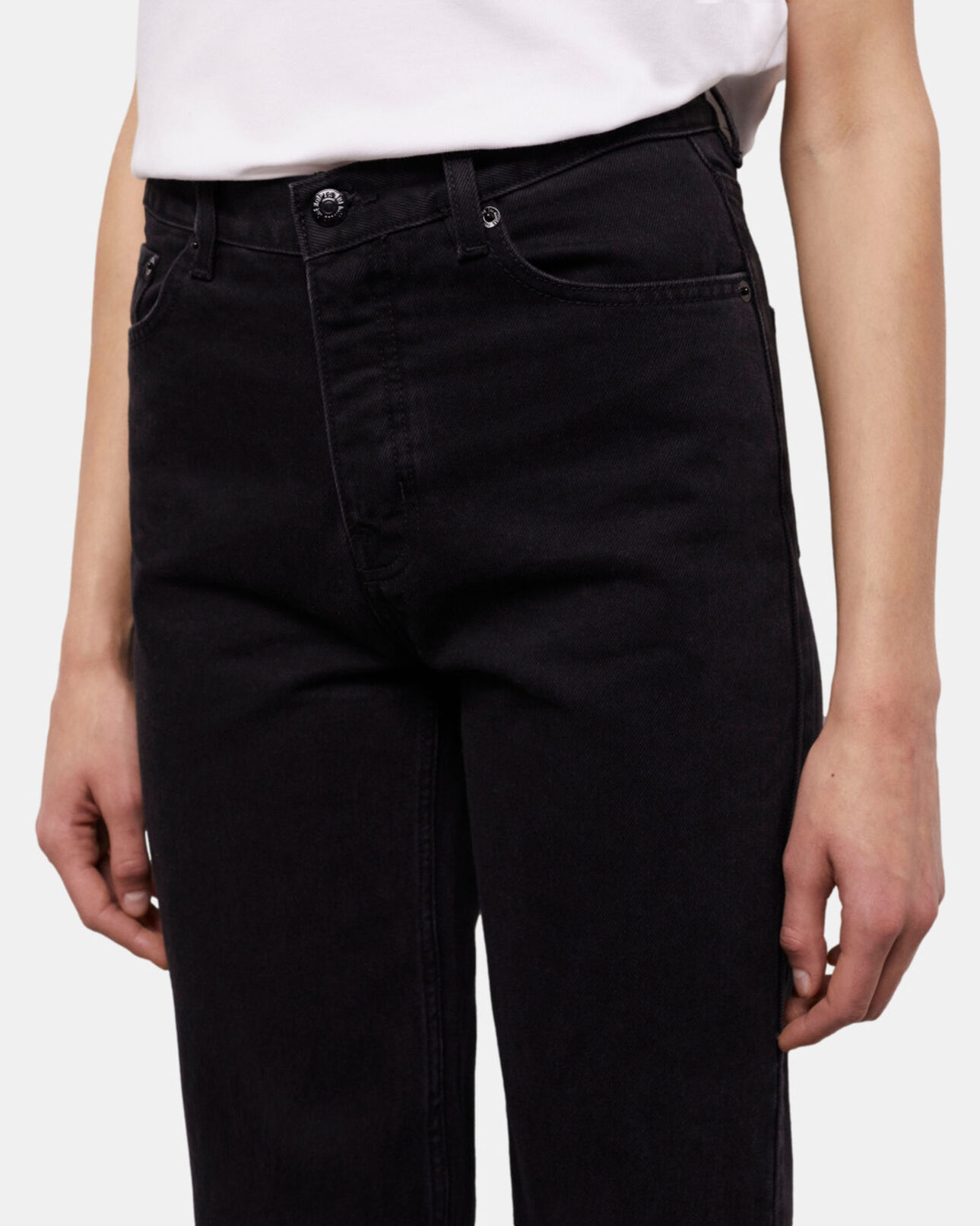 The Kooples FEMME BLACK WASHED jean droit noir