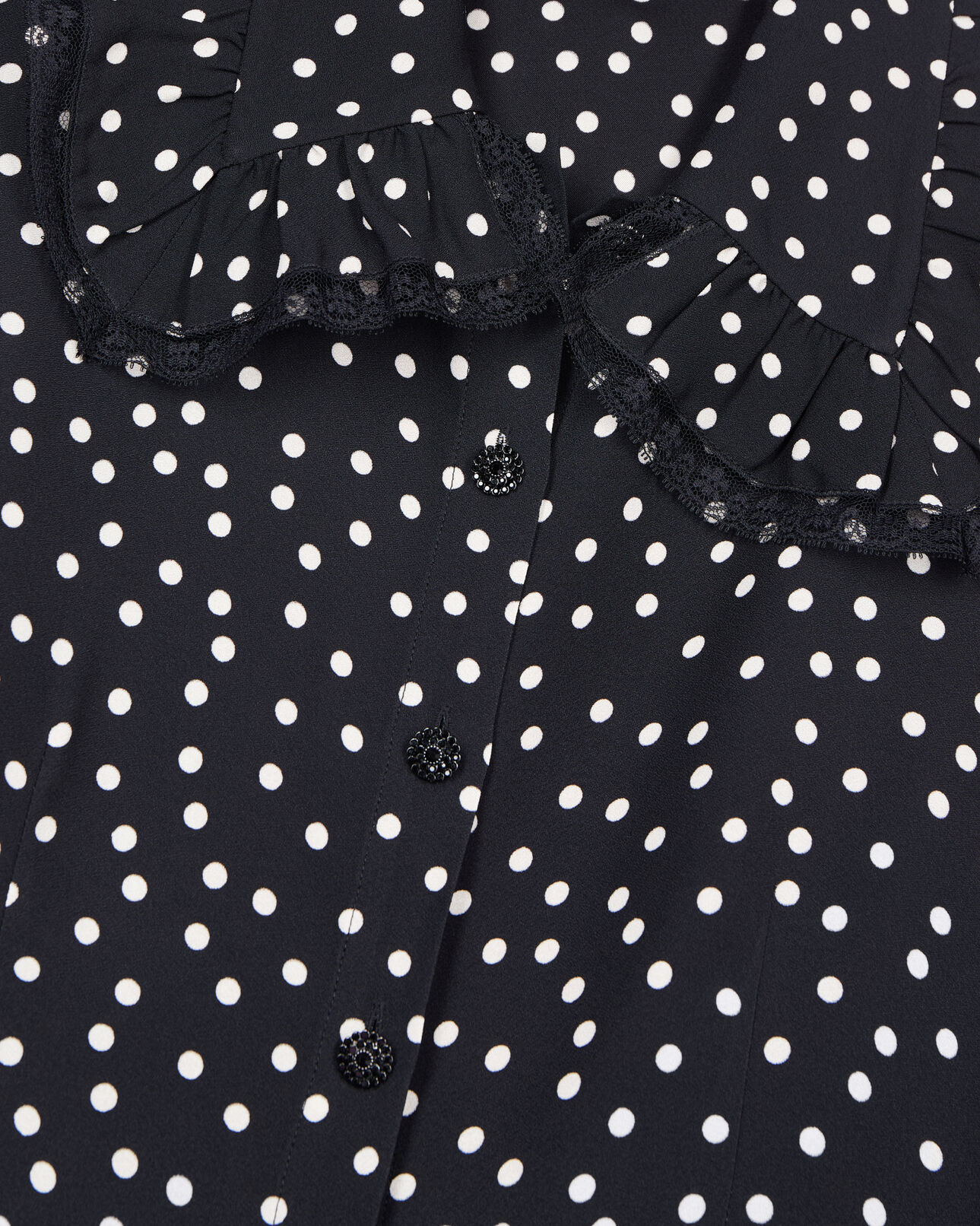 The Kooples WOMEN BLACK WHITE black polka dot shirt