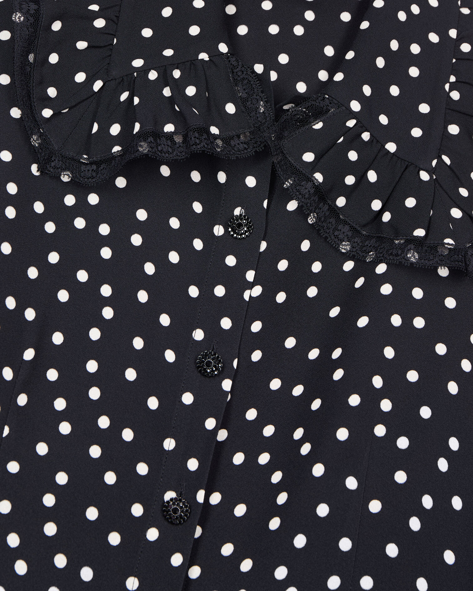 Black polka dot shirt, BLACK WHITE, hi-res image number null