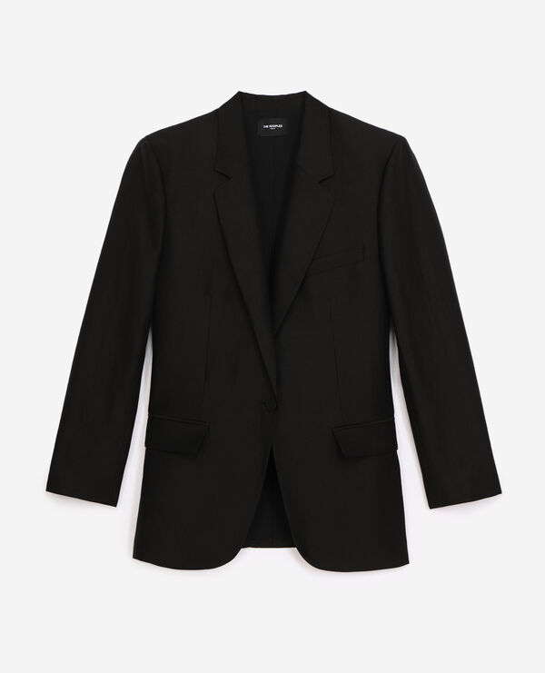 black tailored-style formal jacket