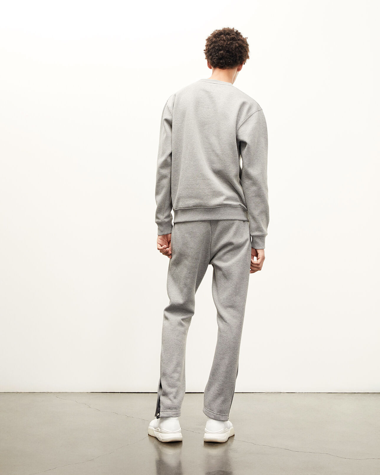 The Kooples HOMME MIDDLE GREY MELANGE sweat gris motif tête de mort