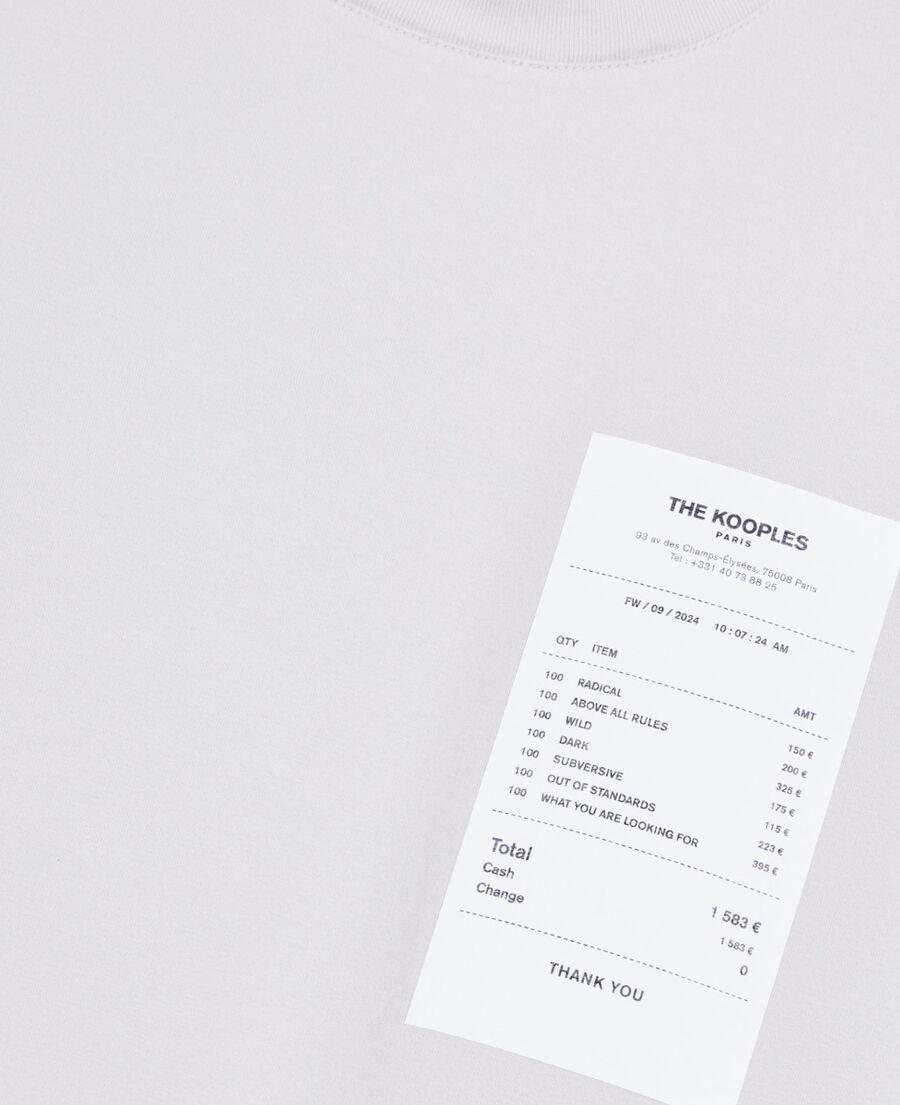The Kooples HERREN STONE GREY graues t-shirt mit receipt-siebdruck