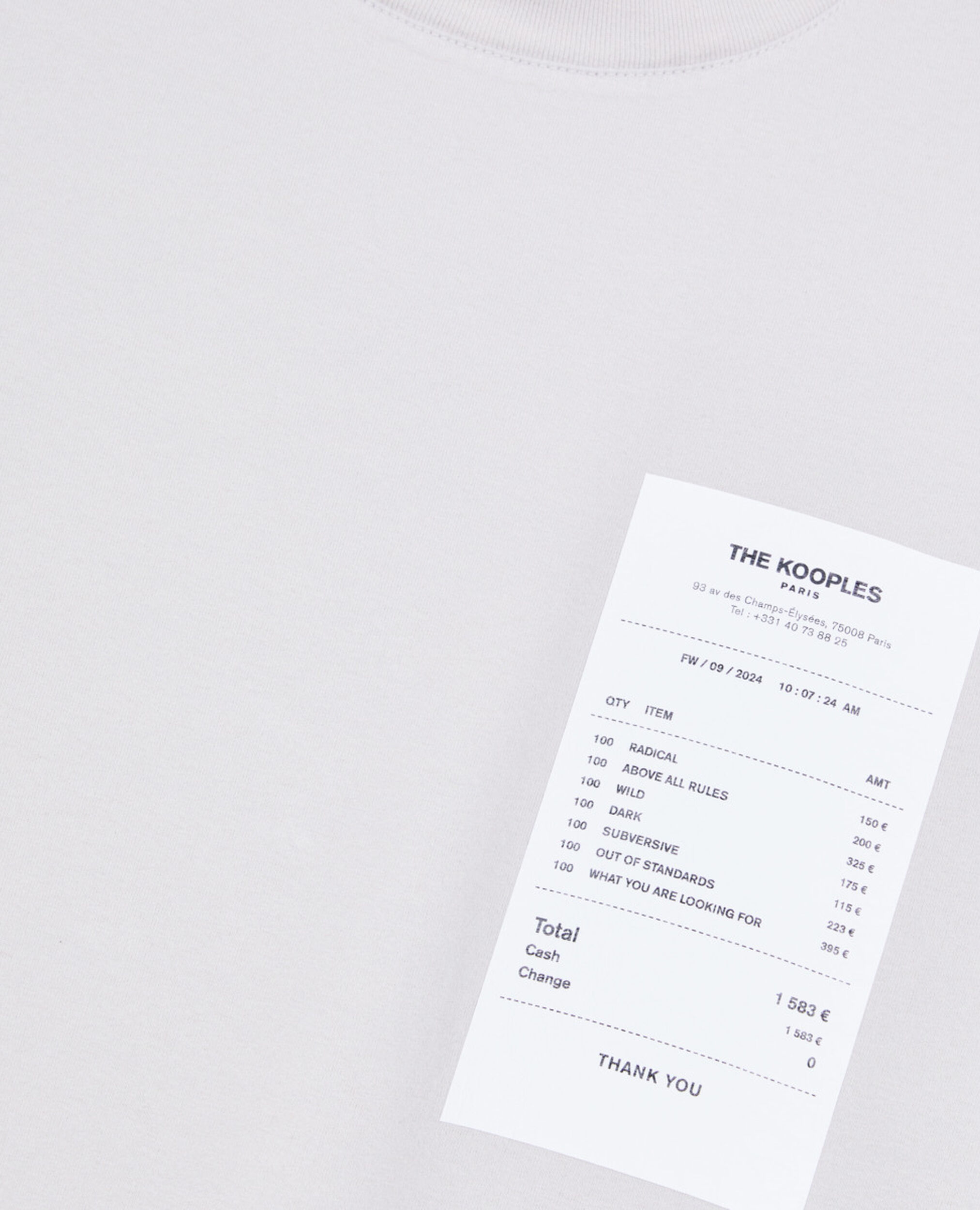 Graues T-Shirt mit Receipt-Siebdruck, STONE GREY, hi-res image number null