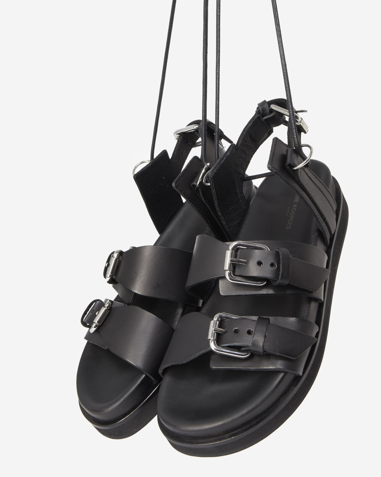 The Kooples DAMEN BLACK schwarze sandalen keilabsatz riemen
