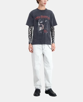 The Kooples HOMME BLACK WASHED t-shirt homme noir avec sérigraphie barking dog