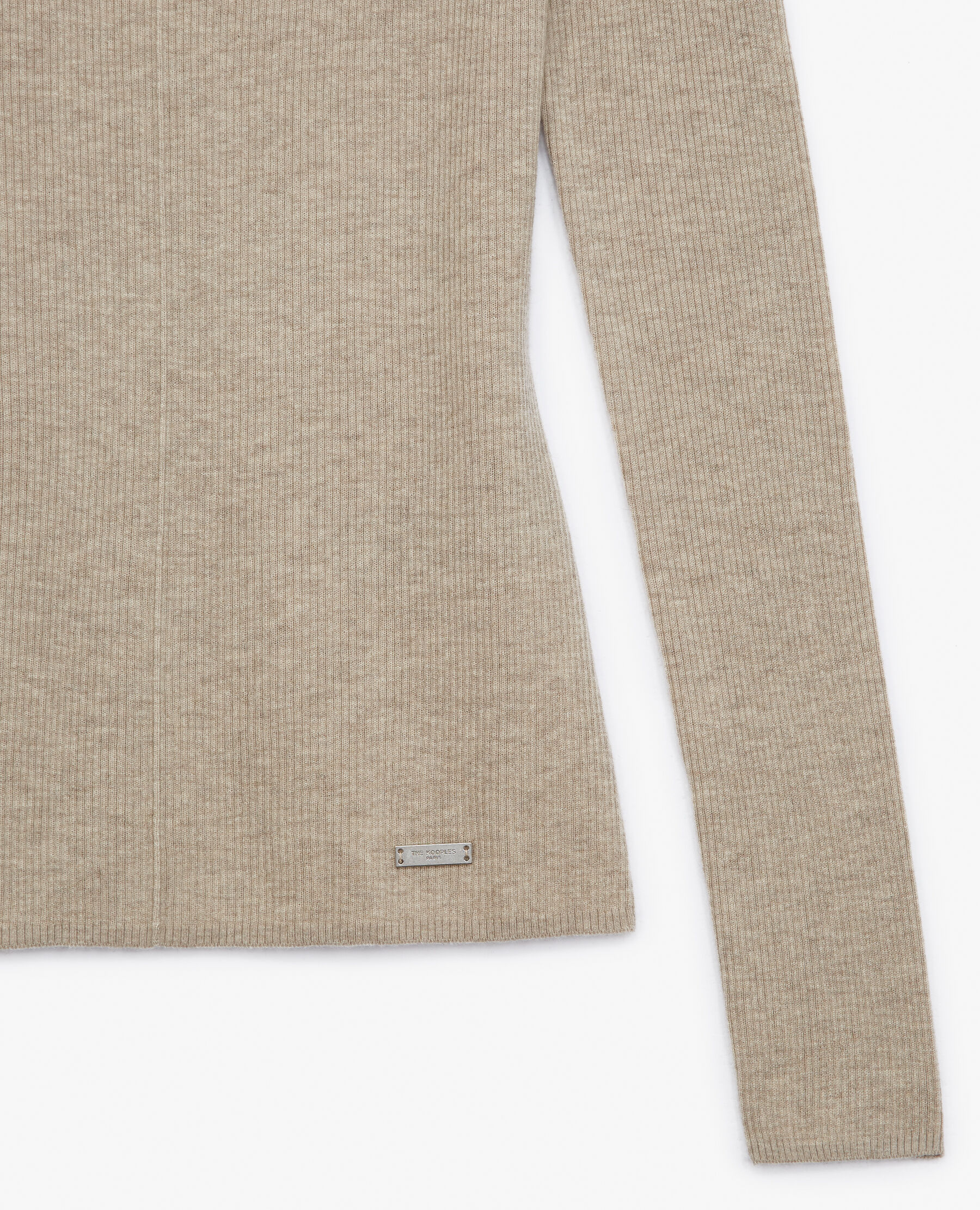 Fine fitted beige wool cashmere sweater The Kooples