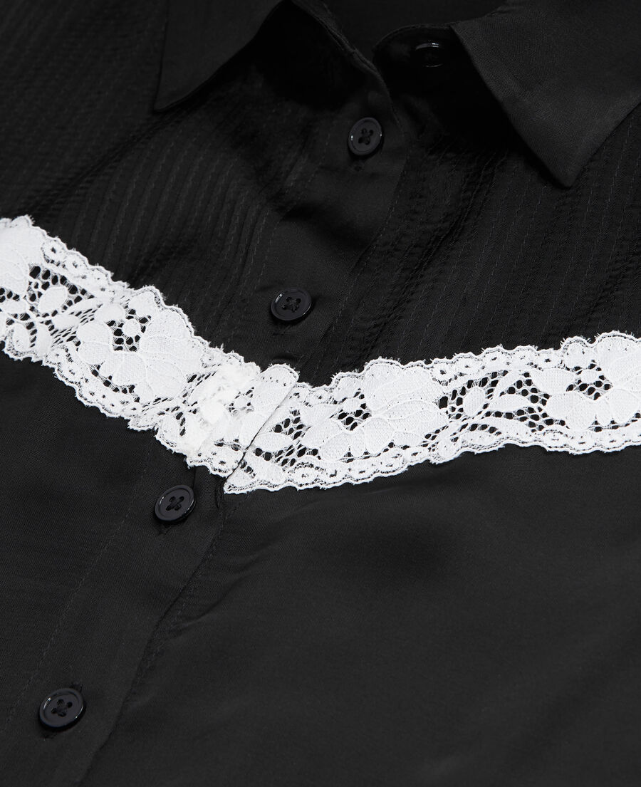 black shirt with lace detail