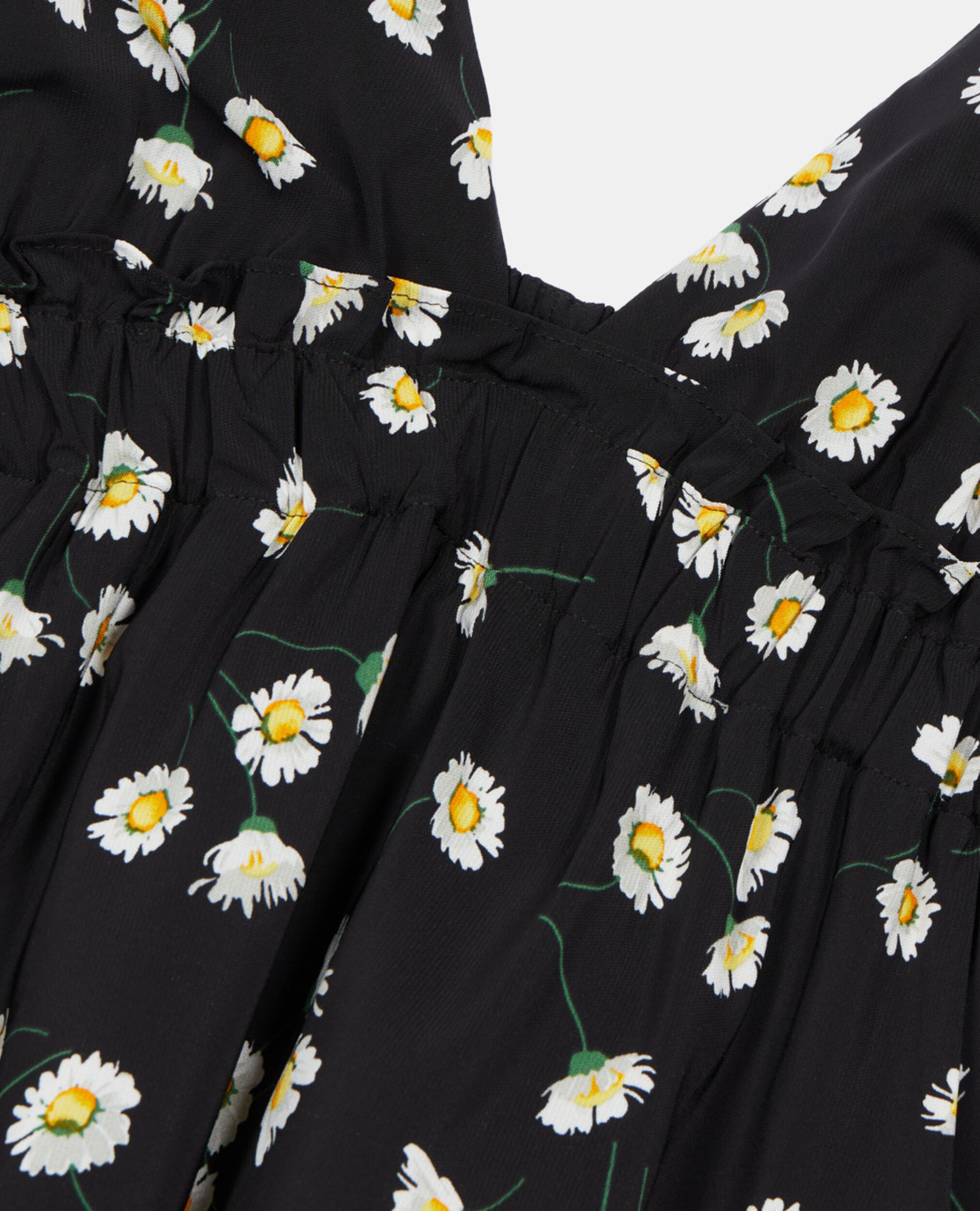 Floral printed long dress, BLACK WHITE, hi-res image number null