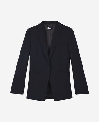 The Kooples WOMEN DARK NAVY navy wool blend suit jacket